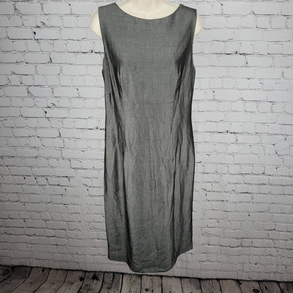 Isda & Co Grey Wool Blend Lightweight Unlined Sleeveless Shift Dress Size 10